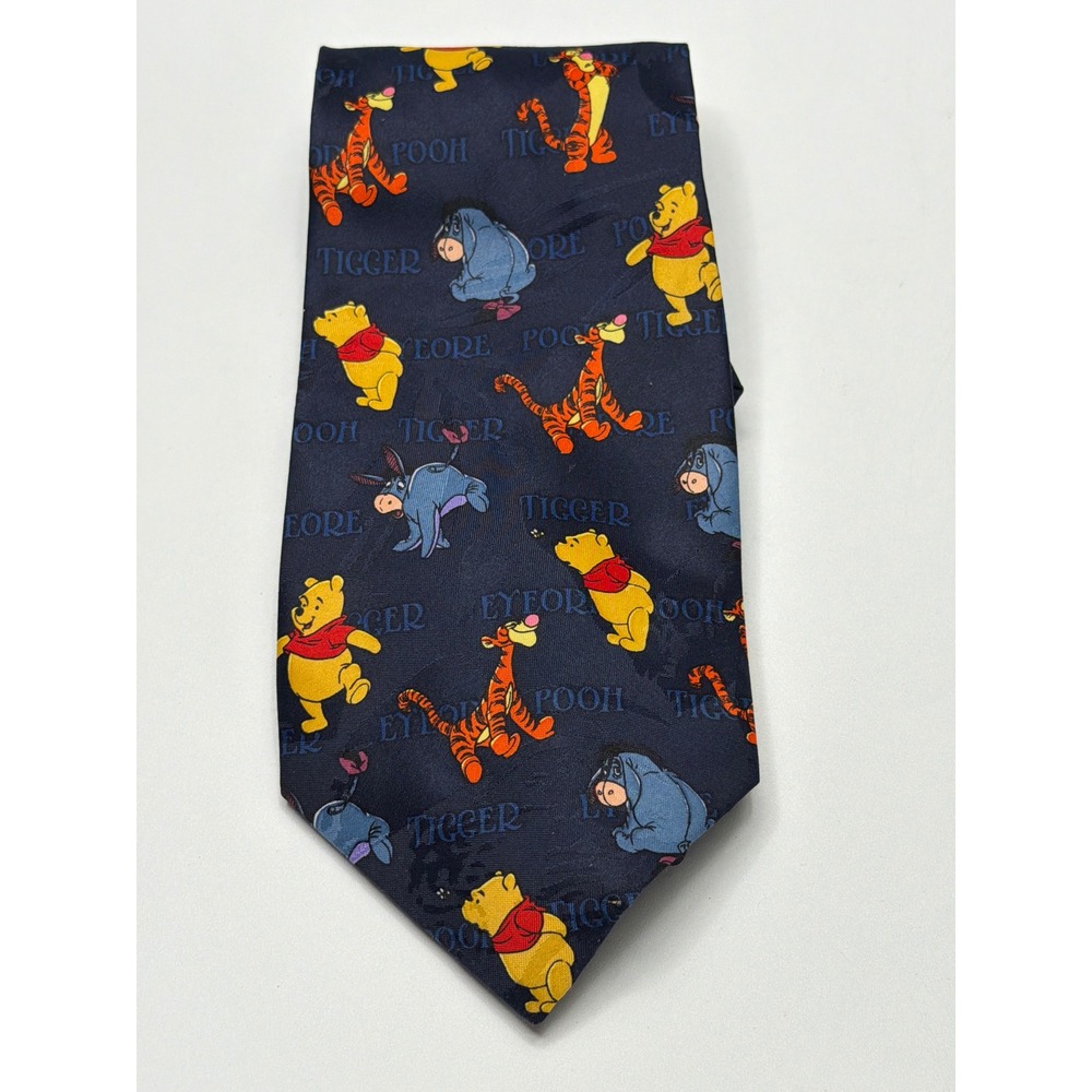 Disney Winnie the Pooh Eeyore Tigger Polyester Necktie Men's Blue‎